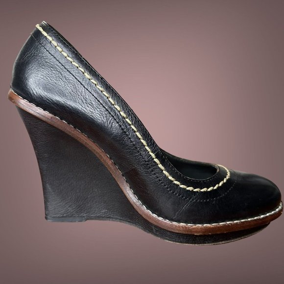 True Religion|Womens|Wedge Heels Shoes|Size 8.5|Black|100% Leather|Platform - Picture 9 of 15